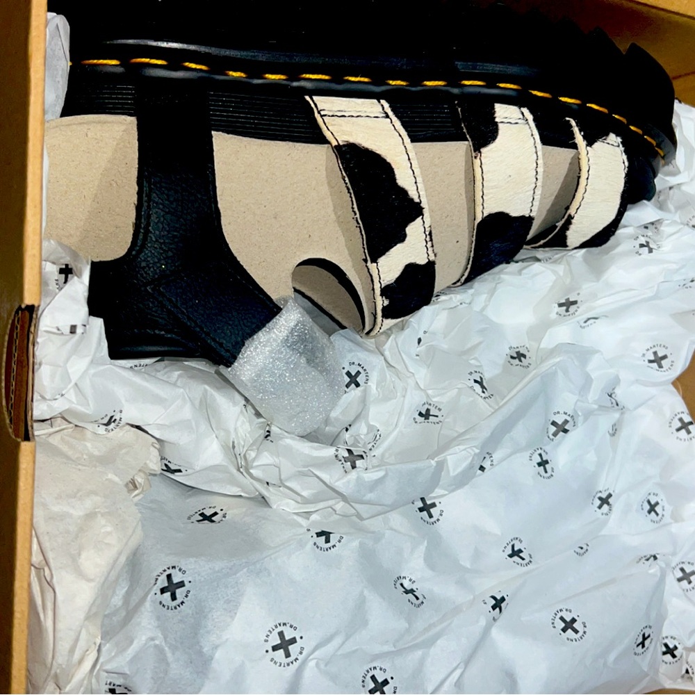 Brand new dr. Martens cow print sandals